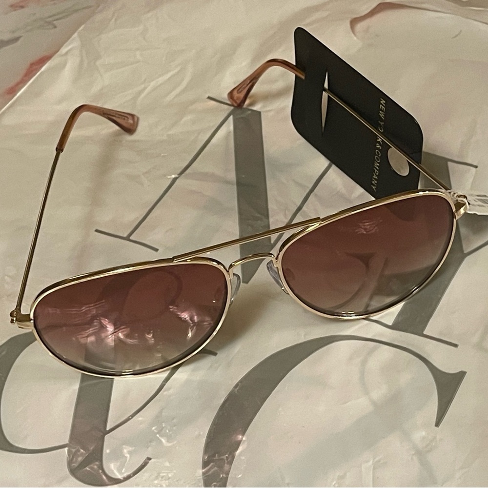 New York & Co Gold Aviator Style Sunglasses